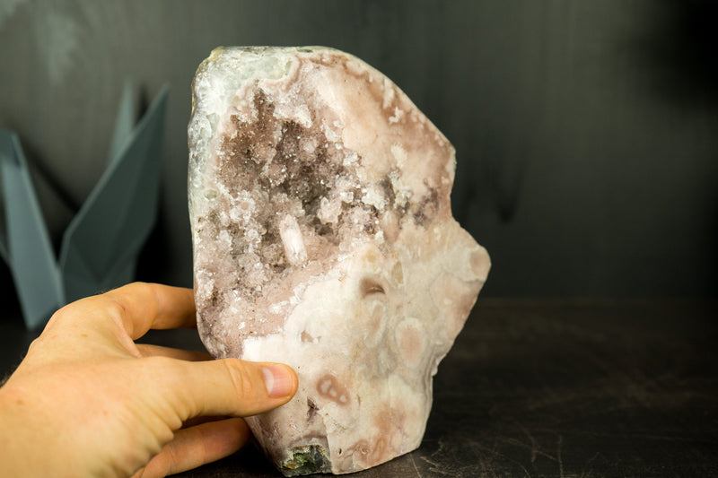 Small Pink Amethyst Geode with Natural Sparkly Pink Amethyst Druzy, Self Standing - 2.5 Kg - 5.4 lb