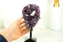 Small Deep Purple Amethyst Cluster with Intact Calcite and Goethite from Uruguay