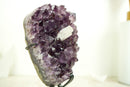 Small Deep Purple Amethyst Cluster with Intact Calcite and Goethite from Uruguay