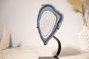 Rare Blue Lace Agate with Clear Quartz Geode Slice – All - Natural, Collection - Grade Agate Specimen from Brazil - E2D Crystals & Minerals