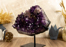 Amethyst Cluster with Calcite and Golden Goethite, Aaa Dark Amethyst collective