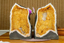 Citrine Crystal Geode with Deep Yellow Citrine Points and Calcite collective