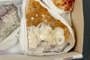 Amethyst, Citrine and Pink Amethyst Clusters Flat Box collective