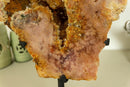 Pink Amethyst Geode with Dove of Peace Natural Drawing collective