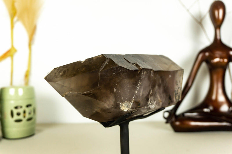Bi-terminated  Natural Dark Smoky Quartz on Stand, X Large and Raw, Aa Quality collective