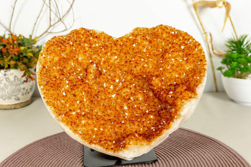 Large Citrine Heart with Citrine Flowers (Stalactite) and Deep Orange Color collective
