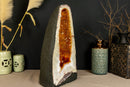 Orange Citrine Crystal Cathedral Geode with Calcite i_did