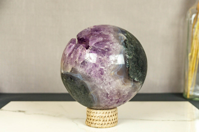 Amethyst Crystal Sphere with Deep Purple and Large Amethyst Points collective