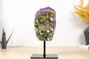 Deep and Rich Purple Amethyst Cluster with Polished Borders on Stand