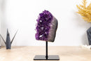 Deep and Rich Purple Amethyst Cluster with Polished Borders on Stand