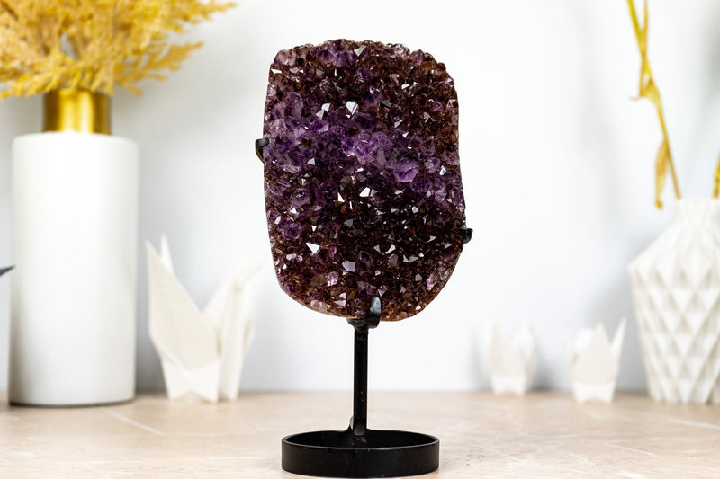 Amethyst Cluster with Golden Goethite, and Deep Purple Druzy, Ethically Sourced - 1.6 Kg - 3.4 lb