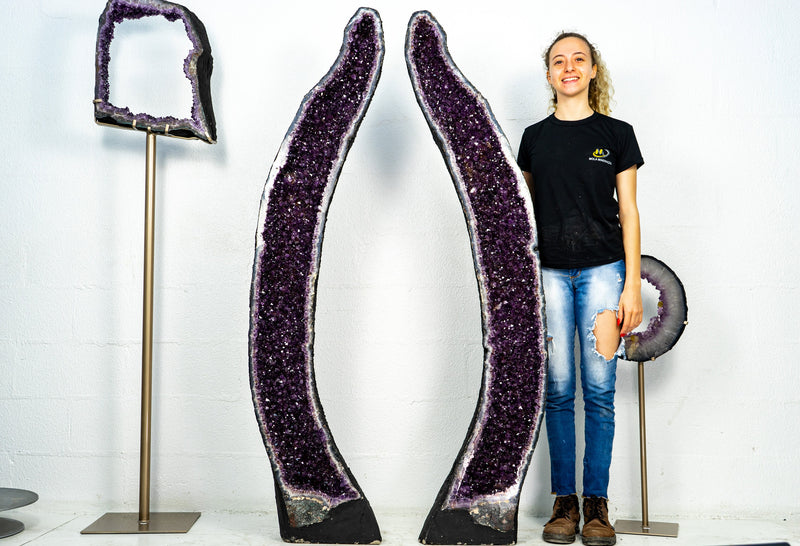 Pair of Deep Purple X-Tall and Huge Amethyst Cathedrals formed in Archway, 66 In Tall, Purple Amethyst Portal, 152 Kg - 335 lb