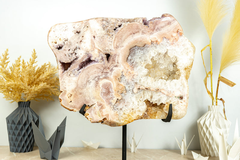 Rare Pink and White Amethyst Geode with Shiny Colorful Druzy, Natural - 12.7 Kg - 27.9 lb