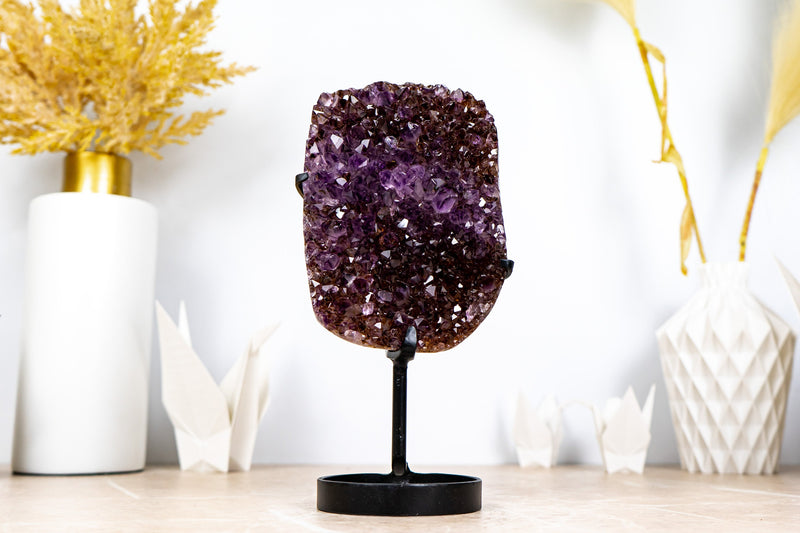 Amethyst Cluster with Golden Goethite, and Deep Purple Druzy, Ethically Sourced - 1.6 Kg - 3.4 lb