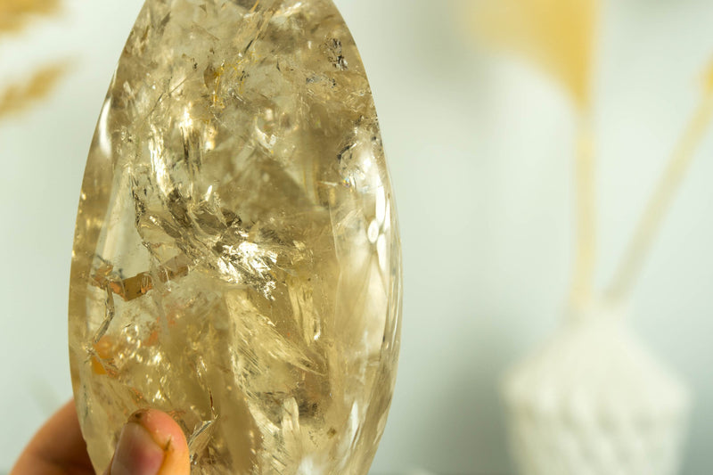 Large Genuine Citrine Crystal Point with Golden Honey Citrine Color