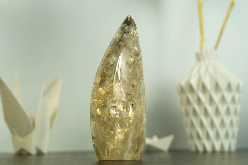 Large Genuine Citrine Crystal Point with Golden Honey Citrine Color