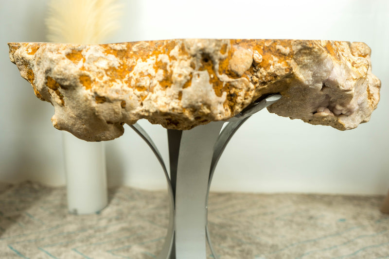 Rare Pink Amethyst Geode Coffee (or) Side Table