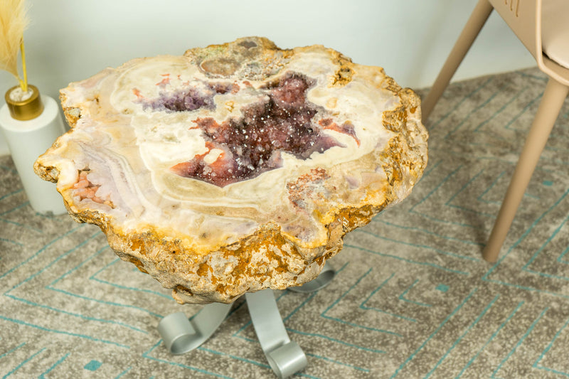 Rare Pink Amethyst Geode Coffee (or) Side Table