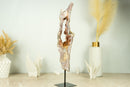 Tall Pink Amethyst Geode Slice on Stand with Rose and Red Sugar Druzy Amethyst