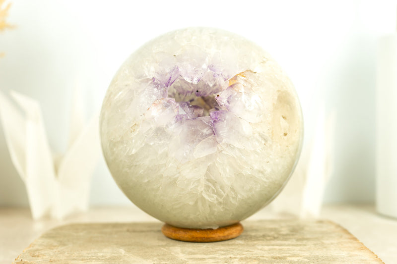 X-Large Amethyst Sphere with Lavender Purple Amethyst Druzy, 7 Inches, All Natural and Ethical