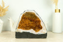 Medium Size Citrine Geode with Deep Orange Citrine Druzy, flower Rosettes