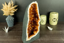 Rare Citrine Geode Cathedral with AAA Dark Citrine Druzy and Flower Rosette Stalactites