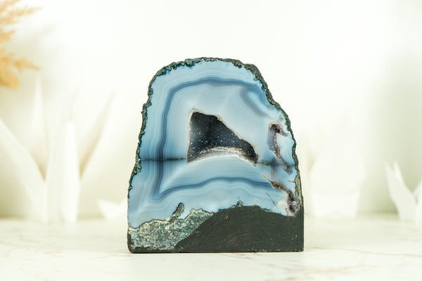 Small Agate Geode - Lace Agate Druzy Cathedral, Blue Banded Agate Geode