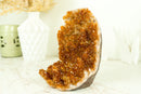Rare Small Citrine Cluster with Stalactite Flowers and Orange Madeira Galaxy Druzy