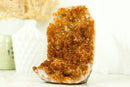 Rare Small Citrine Cluster with Stalactite Flowers and Orange Madeira Galaxy Druzy
