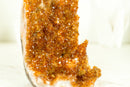Rare Small Citrine Cluster with Stalactite Flowers and Orange Madeira Galaxy Druzy
