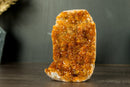 Rare Small Citrine Cluster with Stalactite Flowers and Orange Madeira Galaxy Druzy