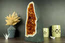 Rare Citrine Geode Cathedral with AAA Dark Citrine Druzy and Flower Rosette Stalactites