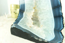 Große Geode-Kathedrale aus blauem Spitzenachat mit gebändertem Achat und klarem Amethyst