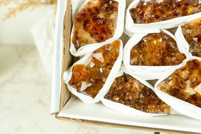 Wholesale AAA Quality Madeira Citrine Clusters Flat Box - Mineral Flat, Wholesale Bulk
