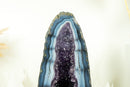 Rare Sea Blue Lace Agate Cathedral with Deep Purple Amethyst