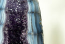 Rare Sea Blue Lace Agate Cathedral with Deep Purple Amethyst