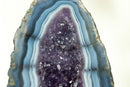 Rare Sea Blue Lace Agate Cathedral with Deep Purple Amethyst
