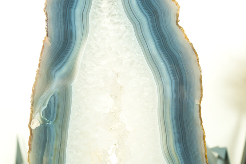 Tall White and Blue Lace Agate Geode Slice, Doube-Sided, Untreated