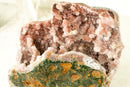 Pink Amethyst Geode with Red Amethyst Druzy and Green Jasper