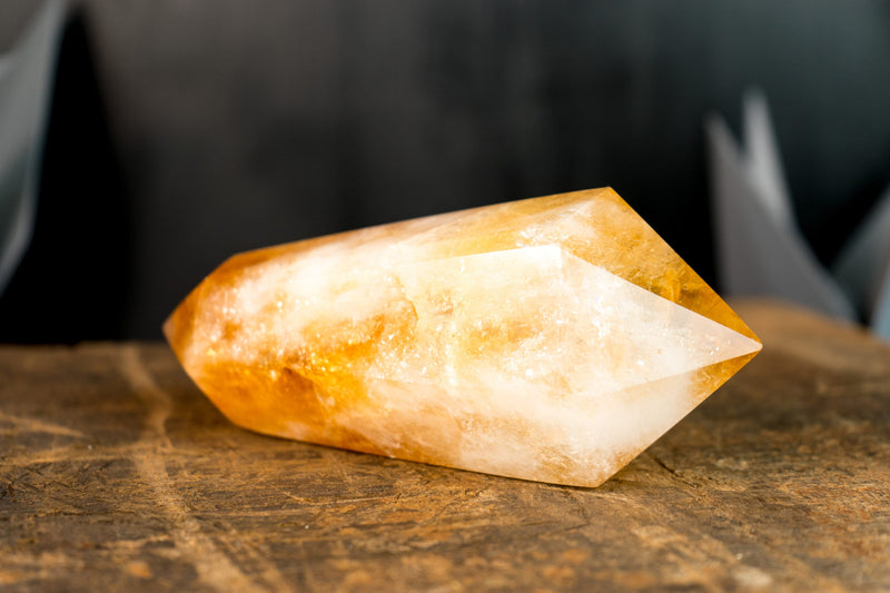 X-Large Natural Brazilian Citrine Crystal Point, Double-Terminated