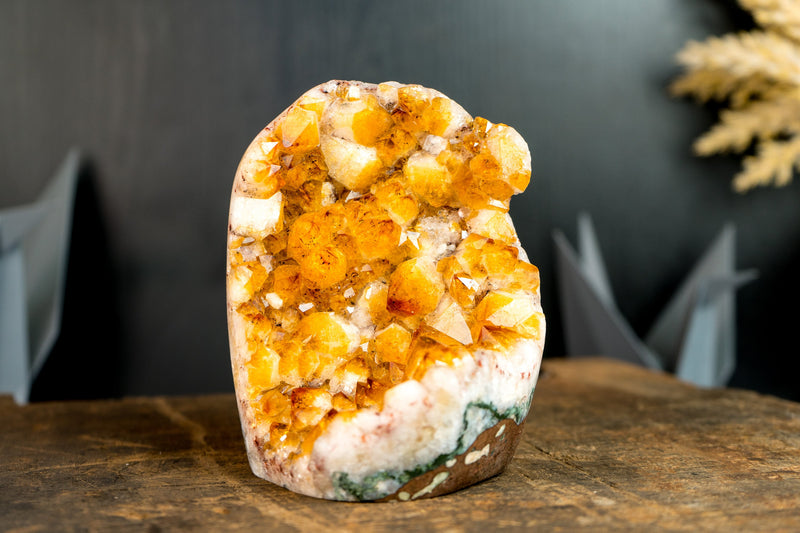 Small High-Grade Citrine Cluster with Flower Formations and Orange Citrine Druzy