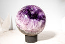 Large AAA Amethyst Sphere with Deep Purple Druzy – 21 Lb - E2D Crystals & Minerals