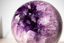 Large AAA Amethyst Sphere with Deep Purple Druzy – 21 Lb - E2D Crystals & Minerals