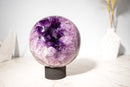 Large AAA Amethyst Sphere with Deep Purple Druzy – 21 Lb - E2D Crystals & Minerals