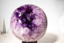 Large AAA Amethyst Sphere with Deep Purple Druzy – 21 Lb - E2D Crystals & Minerals
