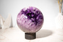 Large AAA Amethyst Sphere with Deep Purple Druzy – 21 Lb - E2D Crystals & Minerals