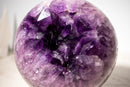 Large AAA Amethyst Sphere with Deep Purple Druzy – 21 Lb - E2D Crystals & Minerals