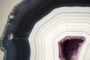 Rare Dark Blue & White Lace Agate Geode with Striped Laces and Purple Druzy Interior - E2D Crystals & Minerals