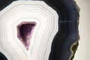Rare Dark Blue & White Lace Agate Geode with Striped Laces and Purple Druzy Interior - E2D Crystals & Minerals