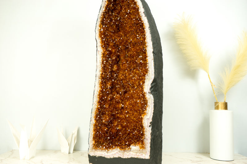 Citrin-Kathedralgeode, AAA-Qualität, tieforangefarbener Cognac-Citrin